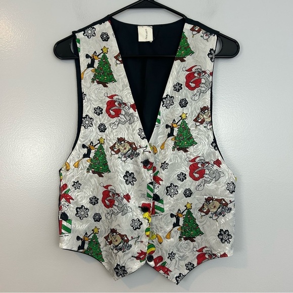 Vintage Looney Tunes Holiday Christmas Poly Vest Y2K 1993 Size Small/Medium - Picture 1 of 11